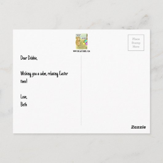 Paaseieren verstopt briefkaart (Achterkant)