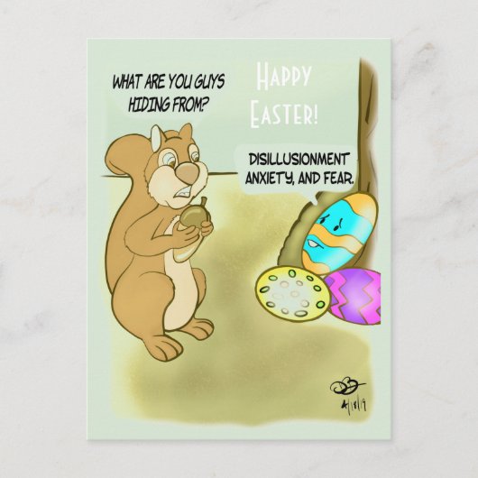 Paaseieren verstopt briefkaart (Voorkant)