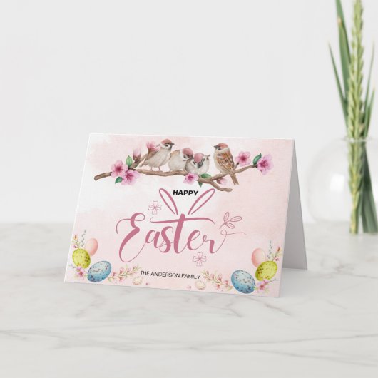 Paaseieren & Vogels Gelukkig Pasen Feestdagen Kaart (Voorkant)