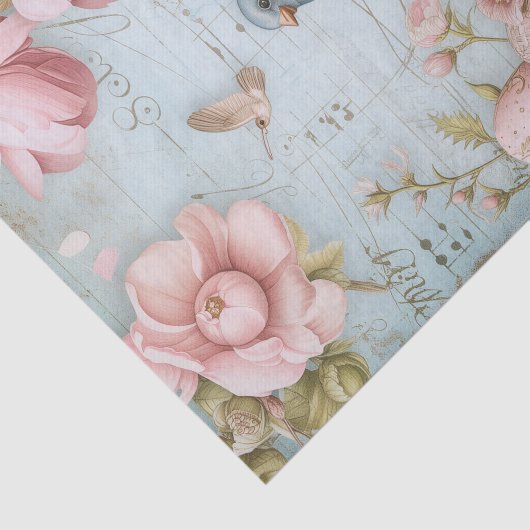 Paaseieren Voorjaarsbloesems met blauwe vogel Tissuepapier (Detail)