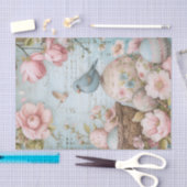 Paaseieren Voorjaarsbloesems met blauwe vogel Tissuepapier (Craft)