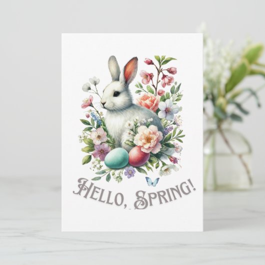 Paaseieren Waterverf Bunny & Eggs Kaart (Staand voorkant)