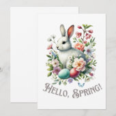 Paaseieren Waterverf Bunny & Eggs Kaart (Voorkant / Achterkant)