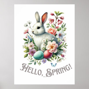 Paaseieren Waterverf Bunny & Eggs Poster