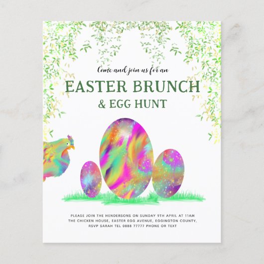 Paaseieren Waterverf Hunt Brunch abstract Flyer (Voorkant)