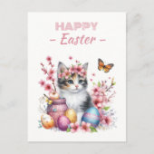 Paaseieren Waterverf Kitten Kersenbloesems Briefkaart (Voorkant)