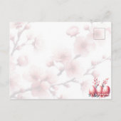 Paaseieren Waterverf Konijn Kersenbloesems Briefkaart (Achterkant)