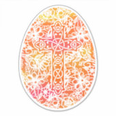 Paaseieren Waterverf Kruis Oranje Sticker (Voorkant)