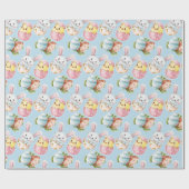 Paaseieren Waterverf Spring Bunny & Chick Cadeaupapier (Vlak)