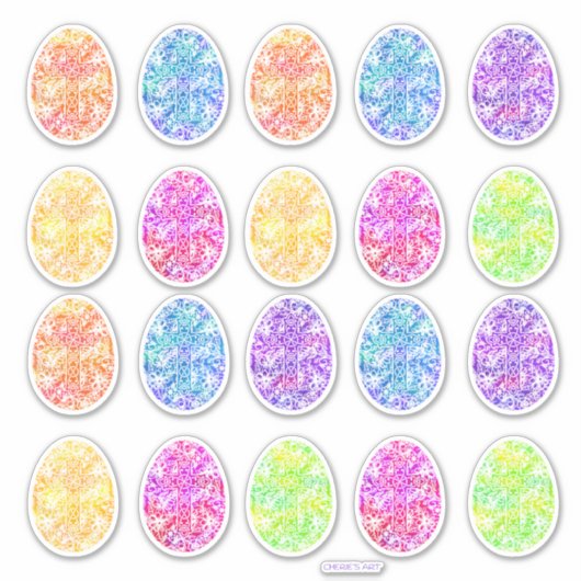 Paaseieren Waterverf Sticker (Voorkant)