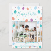 Paaseieren Whimsical Blauwgroen Family Photo Holid Feestdagenkaart (Voorkant)