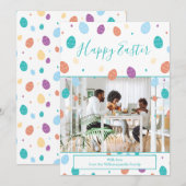 Paaseieren Whimsical Blauwgroen Family Photo Holid Feestdagenkaart (Voorkant / Achterkant)