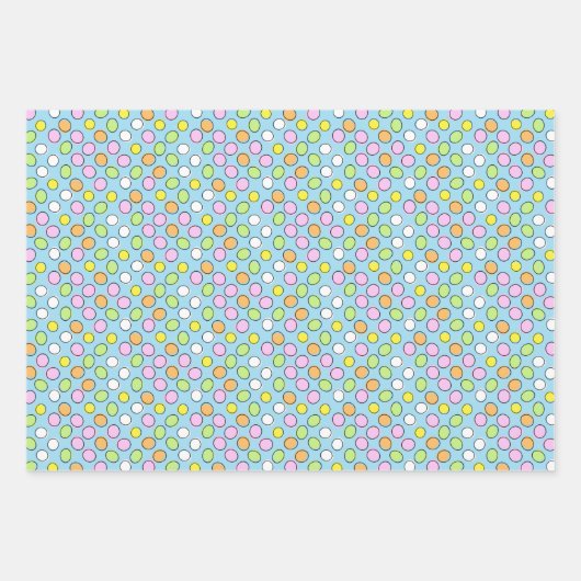 Paaseieren: wit licht blauw gestreept patroon inpakpapier vel (Voorkant 2)