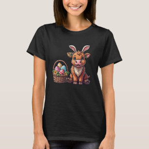 Paaseieren zoeken Schotse Hooglandrund Koe Konijn T-shirt