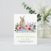 Paaseierenjacht en Breek Mooie Konijn Bloemen Uitnodiging Briefkaart (Staand voorkant)