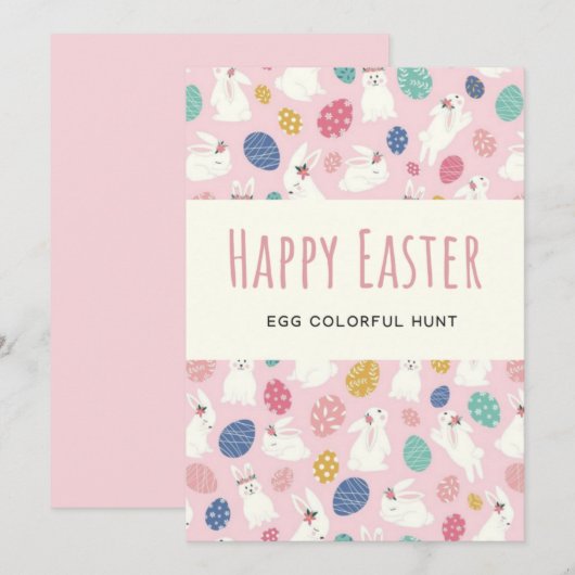 Paaseierenjacht En Brunch Kleurrijke Eieren Feestdagenkaart (Voorkant / Achterkant)