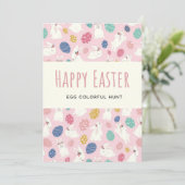 Paaseierenjacht En Brunch Kleurrijke Eieren Feestdagenkaart (Staand voorkant)