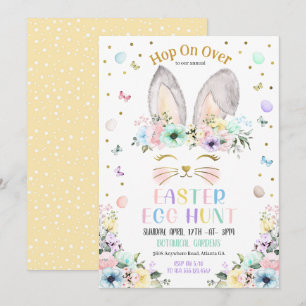 Paaseierenjacht Pastel Regenboog Konijnenoren Kaart