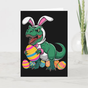 Paaseierenjacht T Rex Dinosaur Bunny Gelukkig Pase Kaart