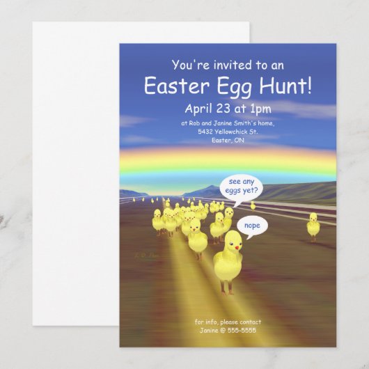 Paaseierenzoektocht met Kuikens op de Weg Kaart (Voorkant / Achterkant)