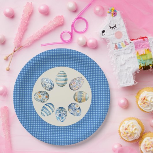 paaseiergingham papieren bordje (Feest)