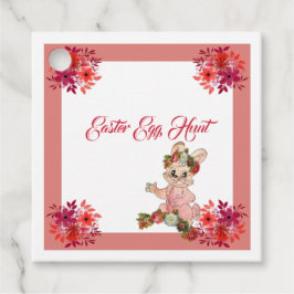 Paaseierhunt Bunny Floral Crown Roos Waterverf Bedankjes Labels