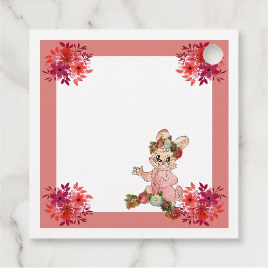 Paaseierhunt Bunny Floral Crown Roos Waterverf Bedankjes Labels (Achterkant)