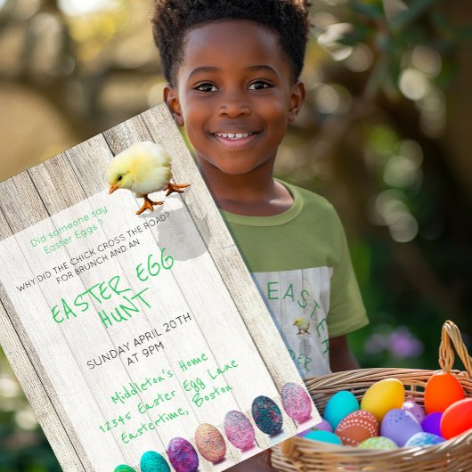 Paaseierhunt Colorful Chick Rustic Kaart