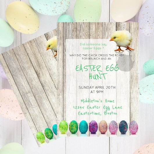 Paaseierhunt Colorful Chick Rustic Kaart