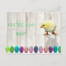 Paaseierhunt Colorful Chick Rustic Uitnodiging