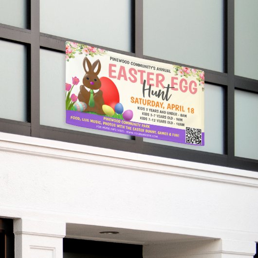 Paaseierjacht Banner met qr-code (Buitenkant Gebouw)