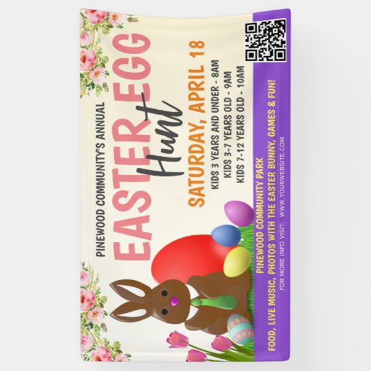 Paaseierjacht Banner met qr-code (Verticaal)