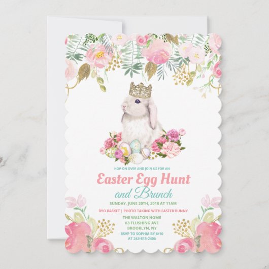 Paaseierjacht Bloemen Waterverf Uitnodiging (Voorkant)