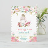 Paaseierjacht Bloemen Waterverf Uitnodiging (Staand voorkant)