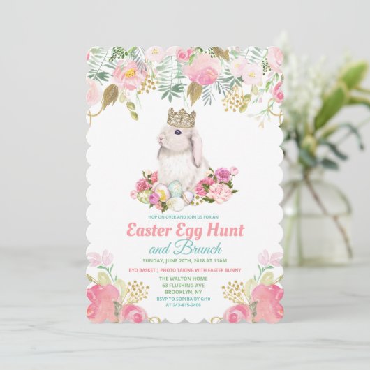 Paaseierjacht Bloemen Waterverf Uitnodiging (Staand voorkant)