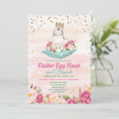 Paaseierjacht Bloemen Waterverf Uitnodiging (Staand voorkant)