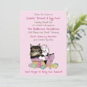 Paaseierjacht & brunch Kat in mandje Kaart (Staand voorkant)