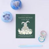 Paaseierjacht en brunch Schattige konijnenbloem Flyer (Enkel)