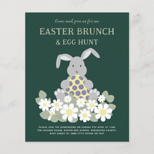 Paaseierjacht en brunch Schattige konijnenbloem Flyer (Voorkant)