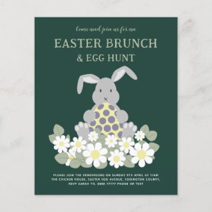 Paaseierjacht en brunch Schattige konijnenbloem Flyer