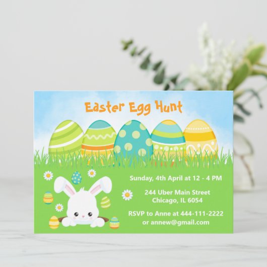Paaseierjacht in groen en geel kaart (Staand voorkant)