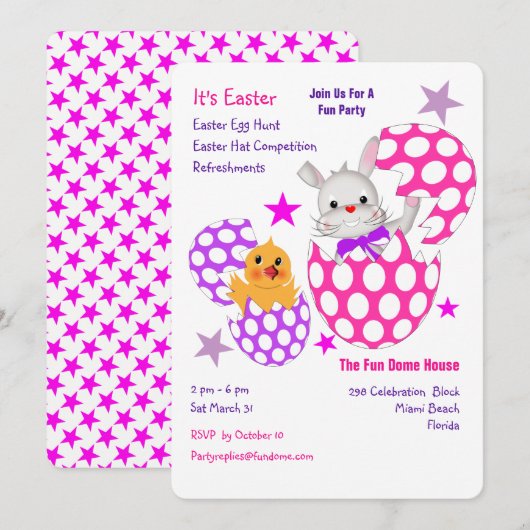 Paaseierjacht - Kinder partij nodigt uit Kaart (Voorkant / Achterkant)