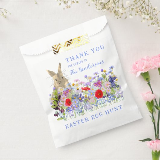 Paaseierjacht konijntje bloemen dank u bedankzakje (Gezegeld)