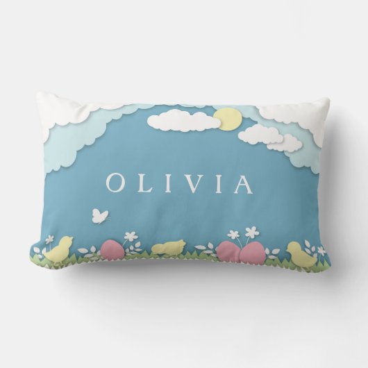 Paaseierjacht, lente feestdagen papercut naam kussen (Voorkant)