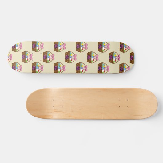 Paaseierjacht mand met pasteleieren patroon persoonlijk skateboard (Horizontaal)