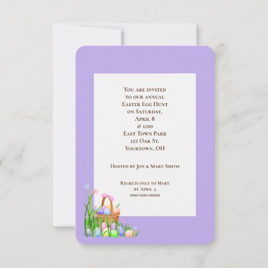 Paaseierjacht met chocoladekonijn kaart (Achterkant)