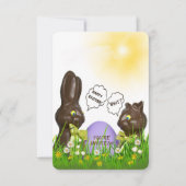 Paaseierjacht met chocoladekonijn kaart (Voorkant)