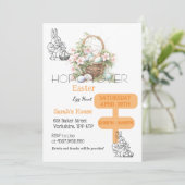 Paaseierjacht op konijntje brunch kaart (Staand voorkant)