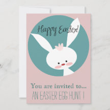 Paaseierjacht Paasfeest cartoon roze konijntje