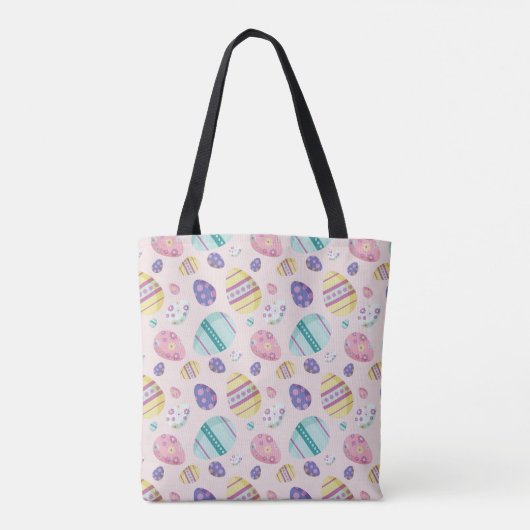 Paaseierjacht Patroon Kleurrijke pastel Tote Bag (Achterkant)